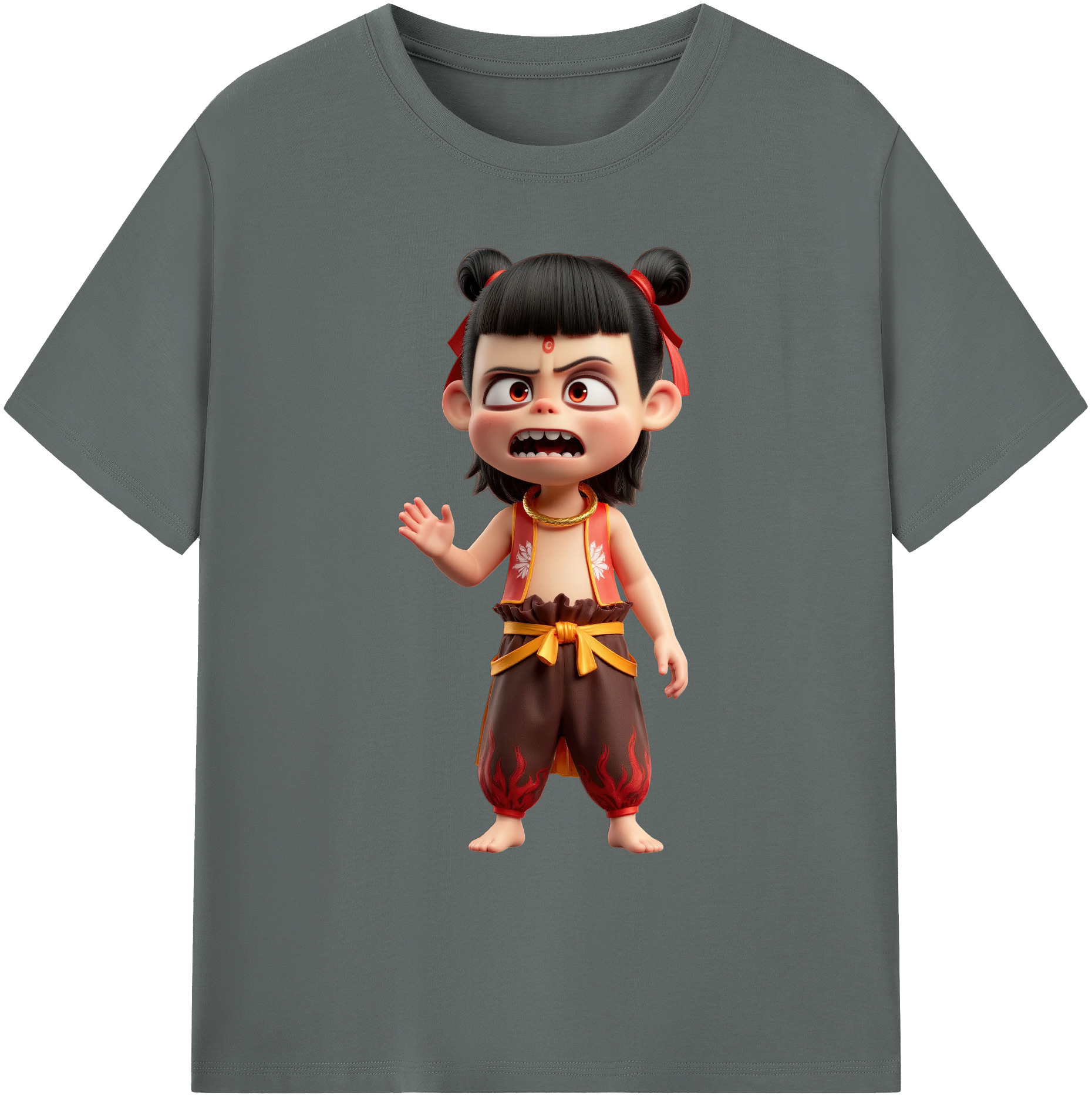 （画像用） Ne Zha 2 ナタ 魔童の大暴れ 綿100％ メンズ半袖Tシャツ｜肌触りやわらか＆通気性